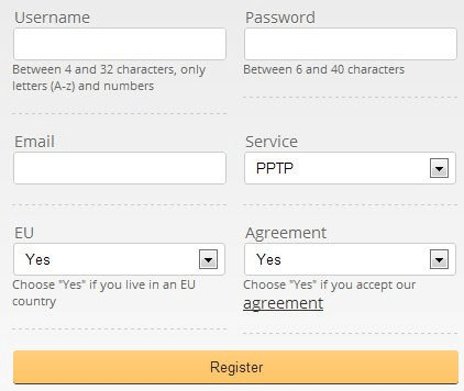 Anonine website - Registration