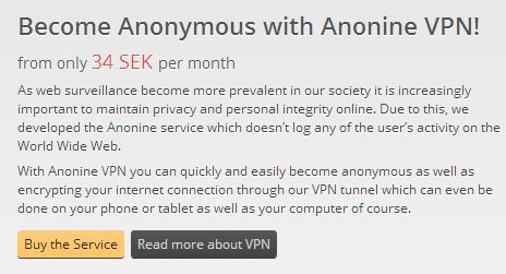 Anonine website - Buy the service