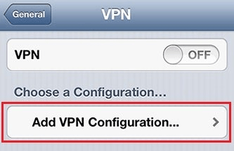 Apple iOS - Add new VPN connection