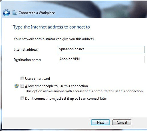 Windows 7 - Network - Connection settings