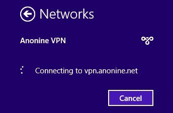 Windows 8 - Anonine VPN connecting