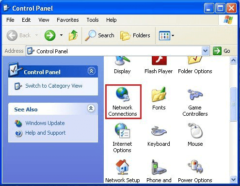 Windows XP - Control Panel - Network Connections