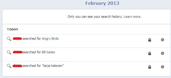 Facebook search history.