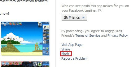Facebook block application -link location.