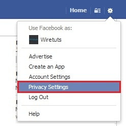 Facebook privacy settings -link location.