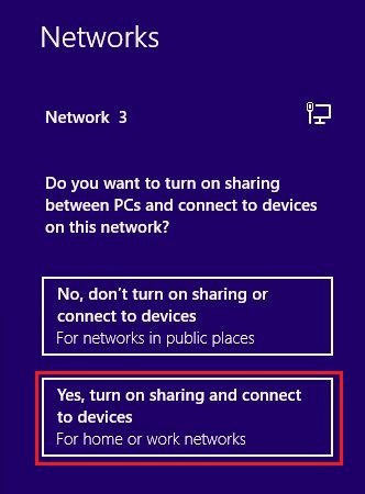 Turn on sharing and connect to devices in Windows 8
