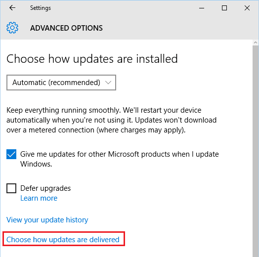 Windows 10 - Choose how updates are installed