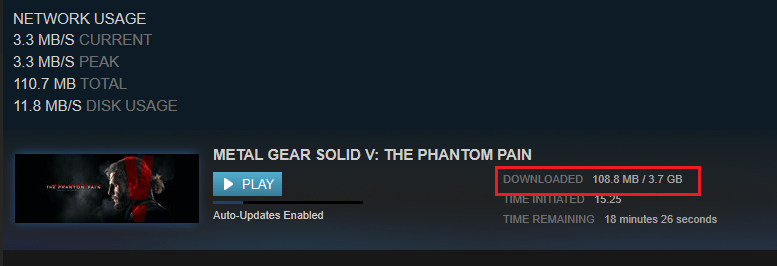 Metal Gear Solid V update dialog on steam