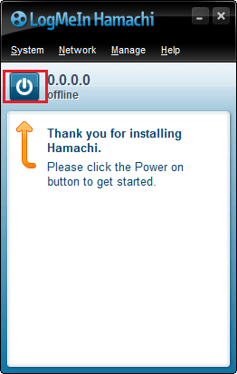 Hamachi power button