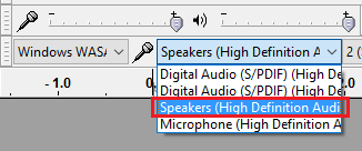 Audacity audio output selection