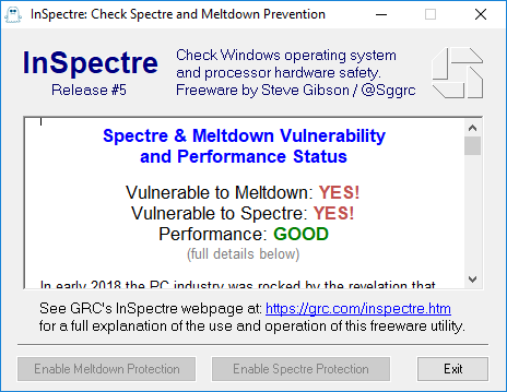 InSpectre program main window