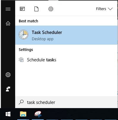 Task Scheduler in windows start menu