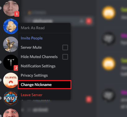 Discord Change nickname button