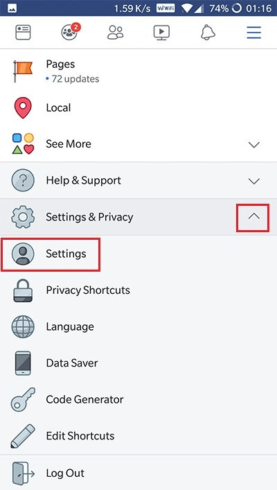 Facebook mobile privacy settings
