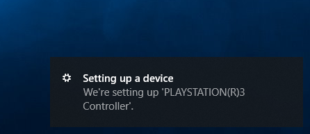 Setings up Playstation 3 controller popup