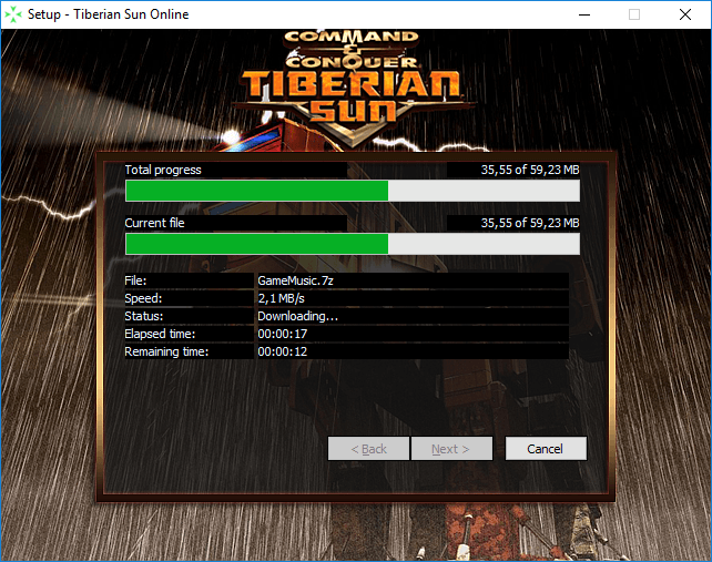 Tiberian Sun Online installer total progress