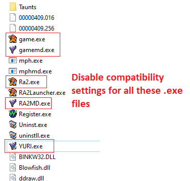 Red Alert 2 executable files