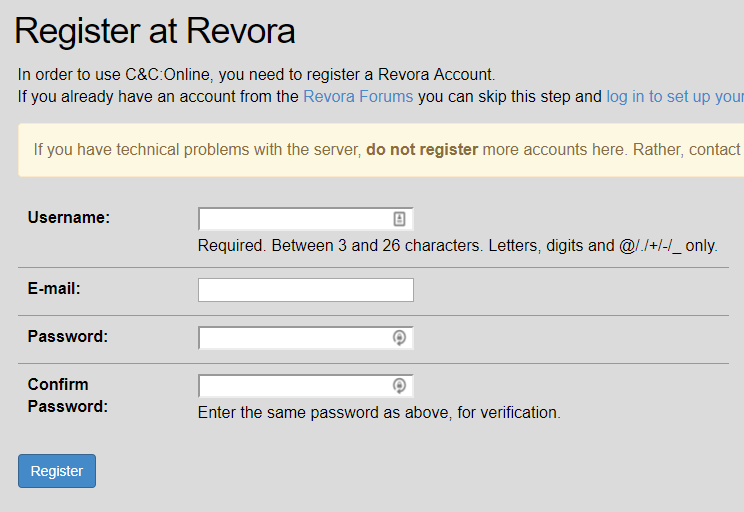 Register to Revora site