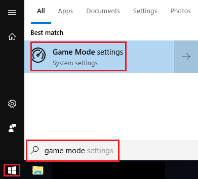 Windows 10 game mode settings