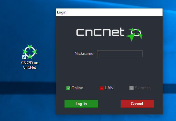 CnCNet Login screen