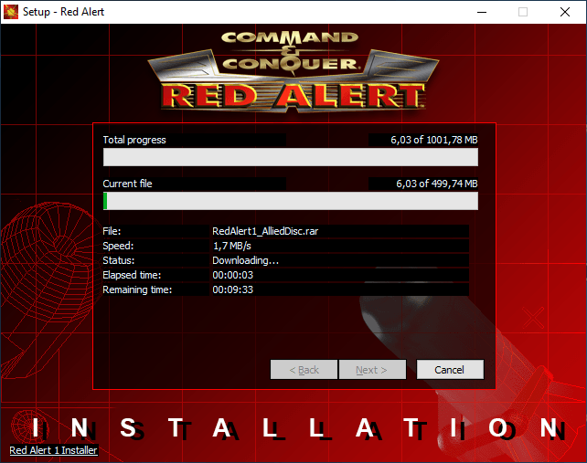 Red Alert 1 installer downloading files