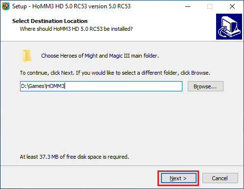 HoMM3 HD RC 5.0 installer step 1