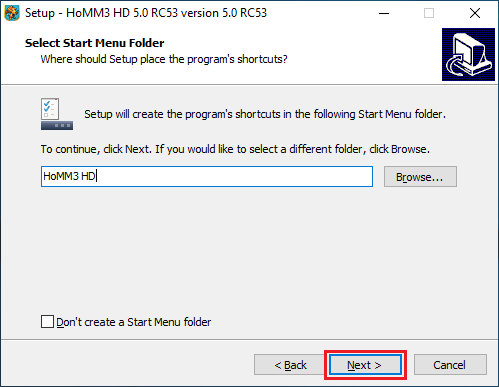 HoMM3 HD RC 5.0 installer step 2
