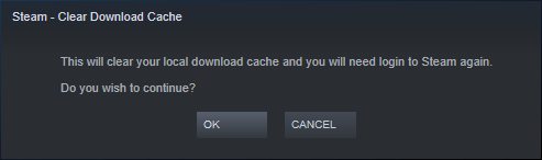 Confirm Steam cache clearing