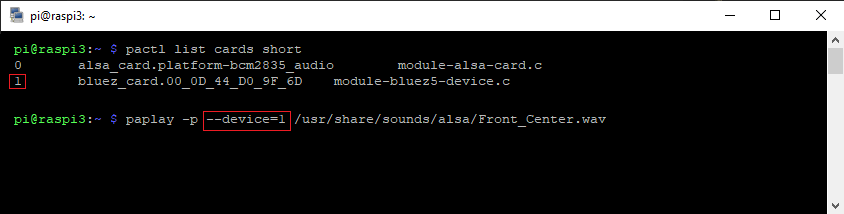 Play audio on your audio device using paplay