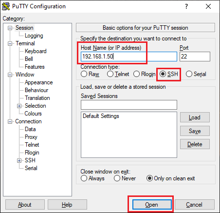 Connect to Raspberry Pi with PuTTy.
