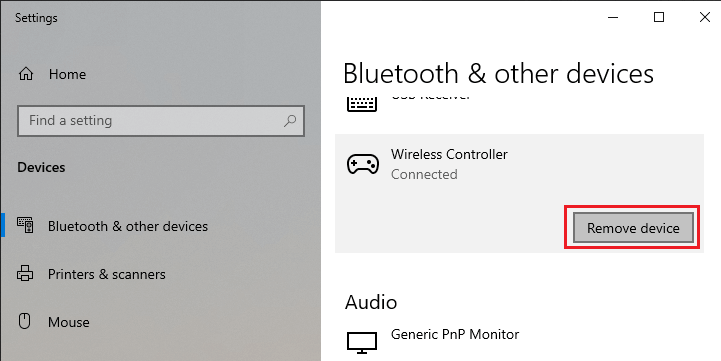 You can remove bluetooth device by clickin Remove Device -button.