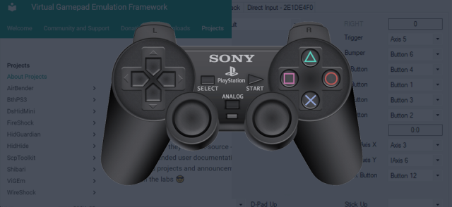 Connect PlayStation 3 controller to PC with ViGem and x360ce