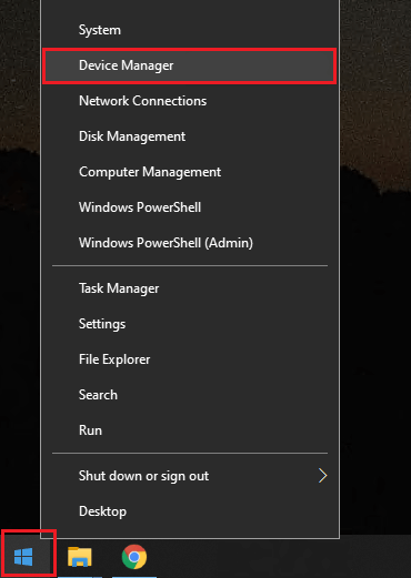 Right-click start menu and select device manager.